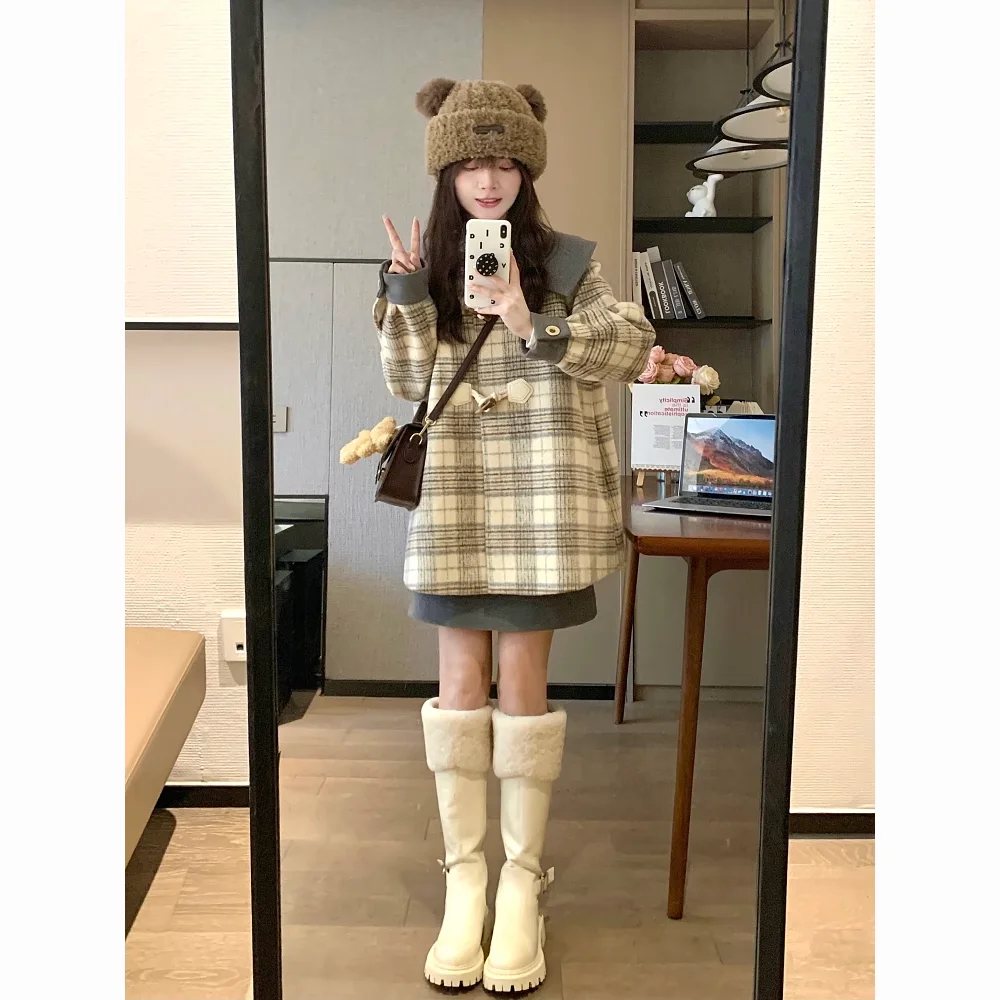 2024 Fall and Winter New Women Two Piece Skirt Sets Wool Blends Plaid Lapel Collar Long Sleeve Jacket + High Waist A Line Skirt
2024 Fall and Winter New Women Two Piece Skirt Sets Wool Blends Plaid Lapel Collar Long Sleeve Jacket + High Waist A Line Skirt
