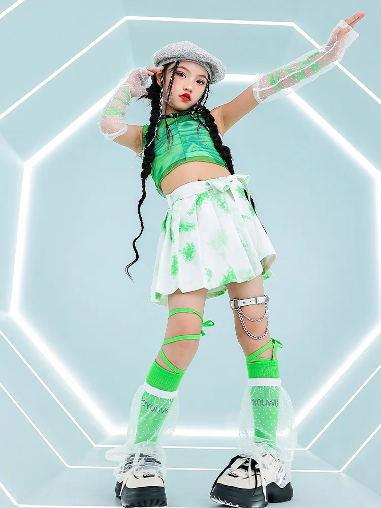 Kid's Jazz Dance Costume Summer Girl Crop Tops Green Mesh Gauze K-pop Street Dance Performance Set Hip Hop Stage Wear
Kid's Jazz Dance Costume Summer Girl Crop Tops Green Mesh Gauze K-pop Street Dance Performance Set Hip Hop Stage Wear