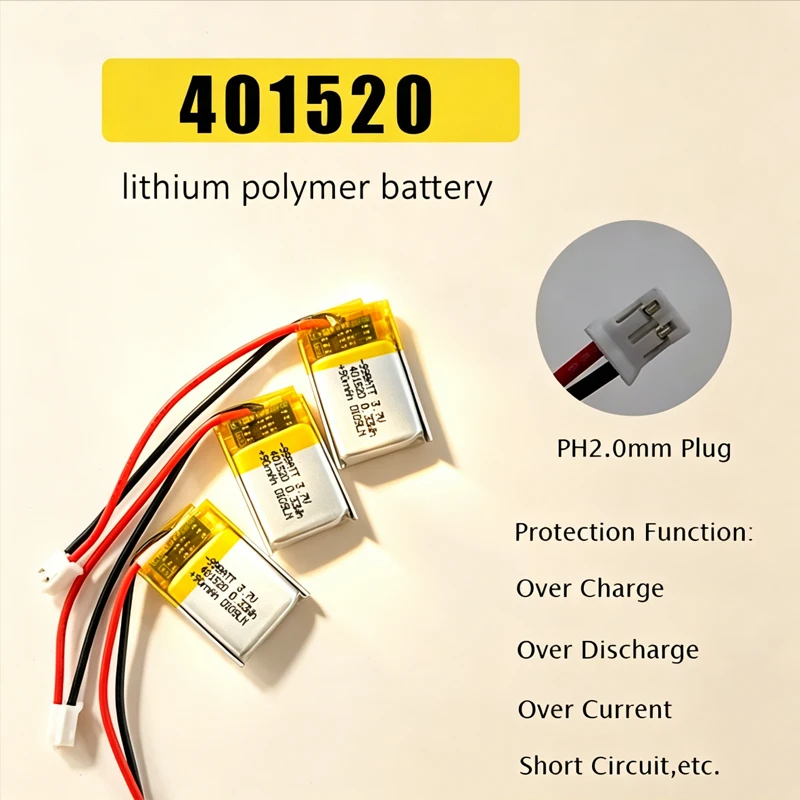 401520 90mAh 3.7V Li Polymer Lithium Battery for Bluetooth Headset Wireless Mouse Handheld Mini Fan Rechargeable Batteries
401520 90mAh 3.7V Li Polymer Lithium Battery for Bluetooth Headset Wireless Mouse Handheld Mini Fan Rechargeable Batteries