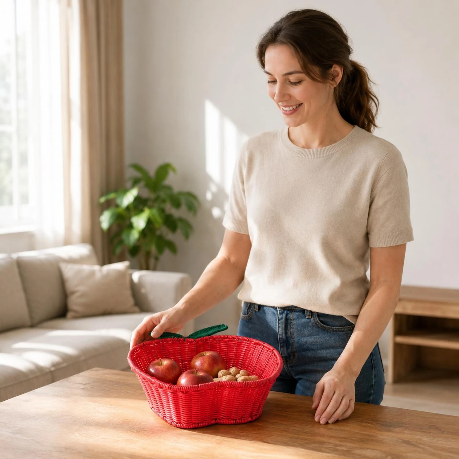 Apple-Shaped Basket Lightweight Handwoven Apple Basket Tabletop Storage Decorative Breathable
Apple-Shaped Basket Lightweight Handwoven Apple Basket Tabletop Storage Decorative Breathable