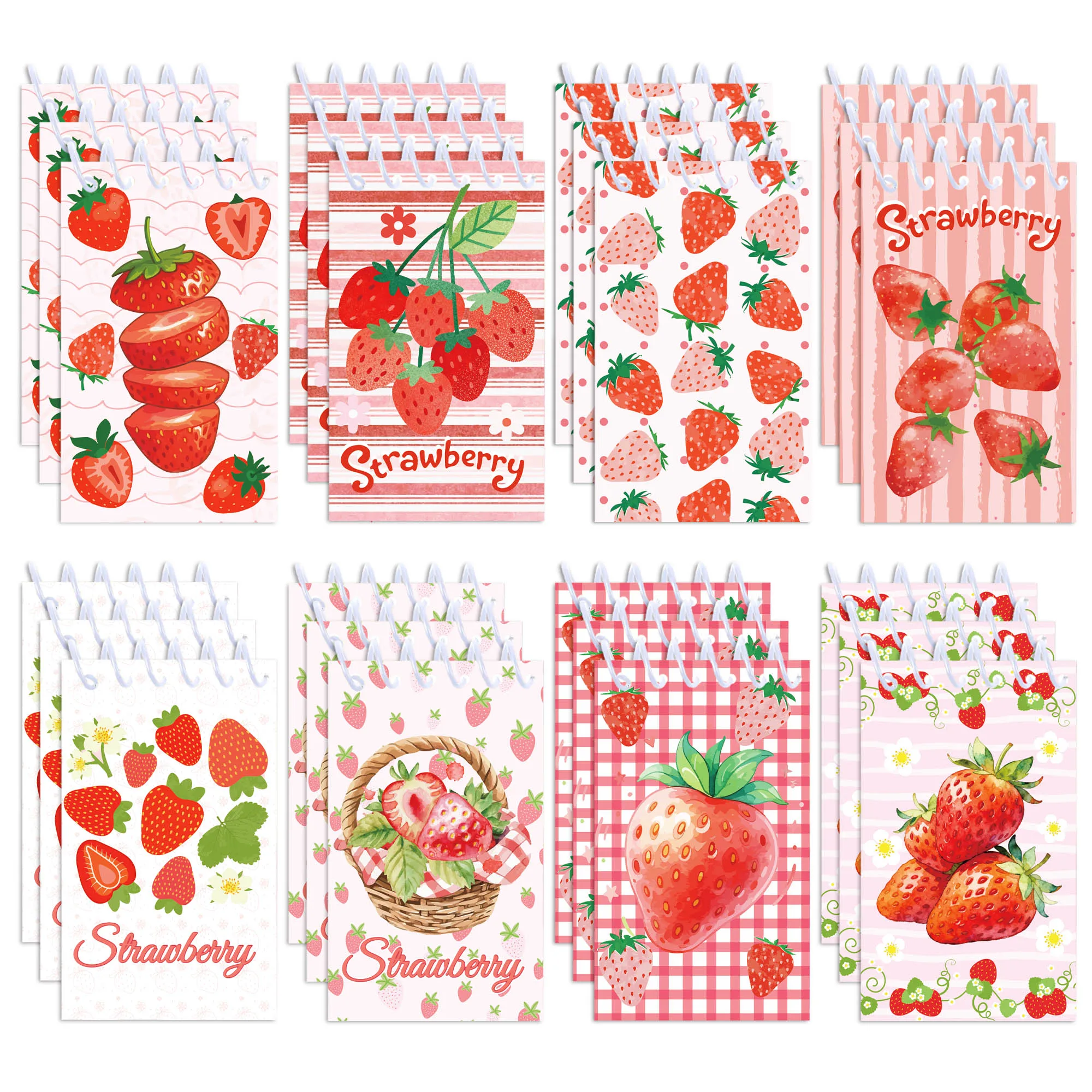 8/16/24pcs Strawberry Vertical Mini Spiral Pocket Notebooks,Coil Booklet Notepads For Birthday Gifts Office School Stationery
8/16/24pcs Strawberry Vertical Mini Spiral Pocket Notebooks,Coil Booklet Notepads For Birthday Gifts Office School Stationery