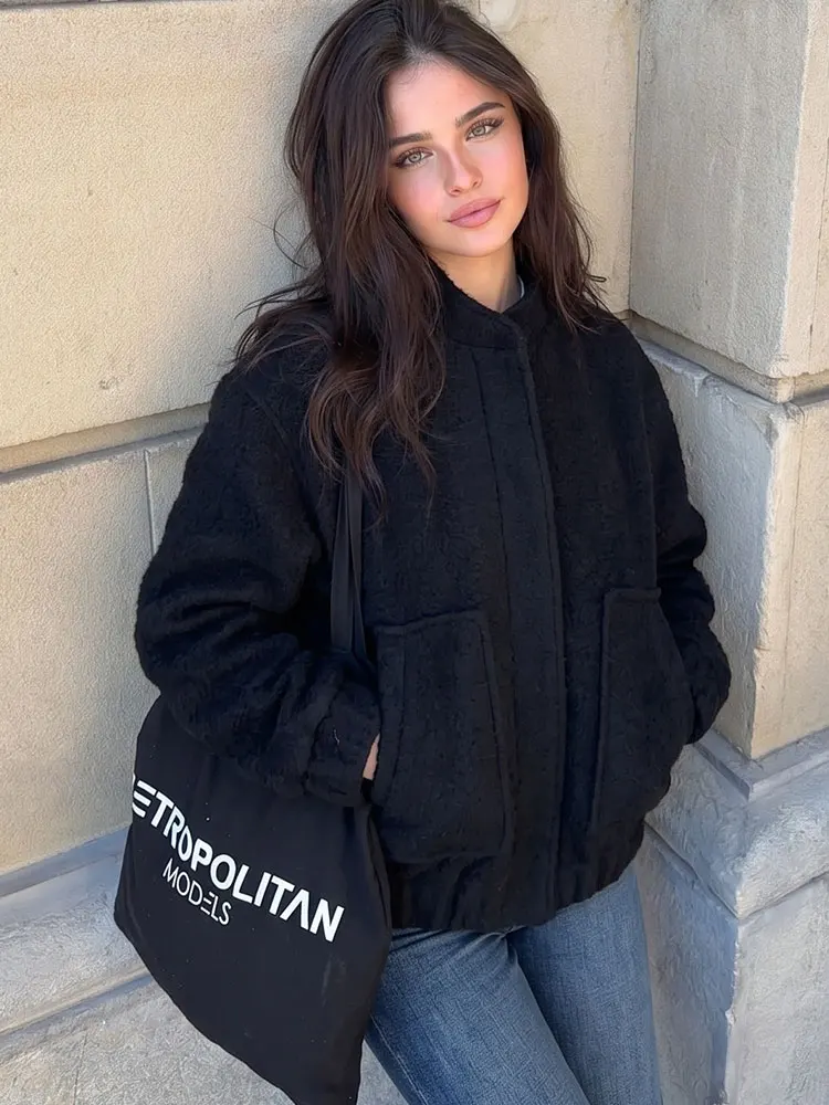 HH Womens Solid Oversized Bomber Jacket Stand Collar Elastic Hem Fashion High Street Casual Outwear Vintage Office Lady Coat
HH Womens Solid Oversized Bomber Jacket Stand Collar Elastic Hem Fashion High Street Casual Outwear Vintage Office Lady Coat