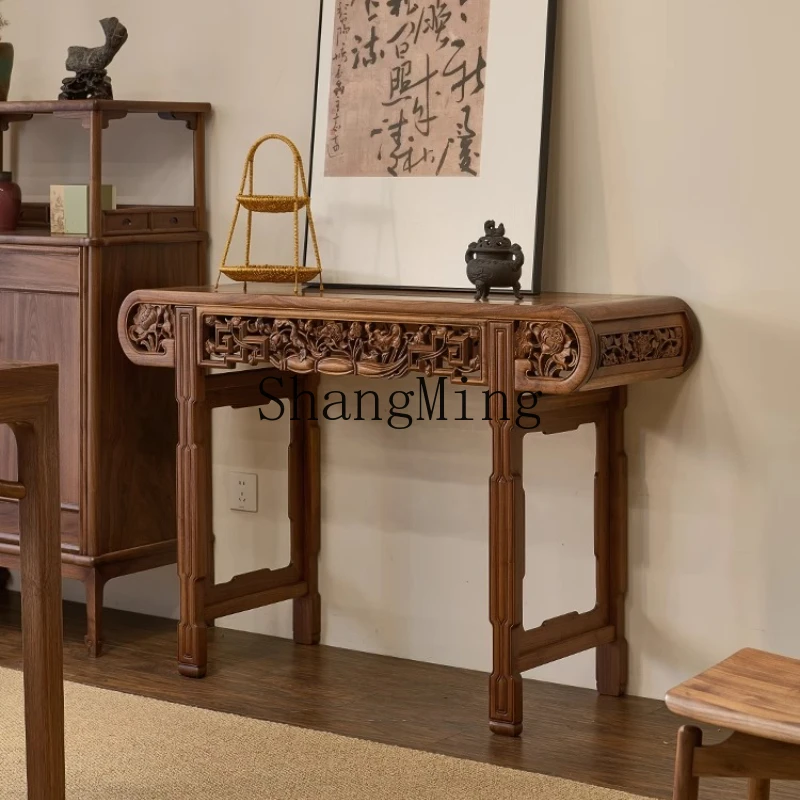 LXY black walnut wood carving flower strip case Chinese porch strip case table
LXY black walnut wood carving flower strip case Chinese porch strip case table