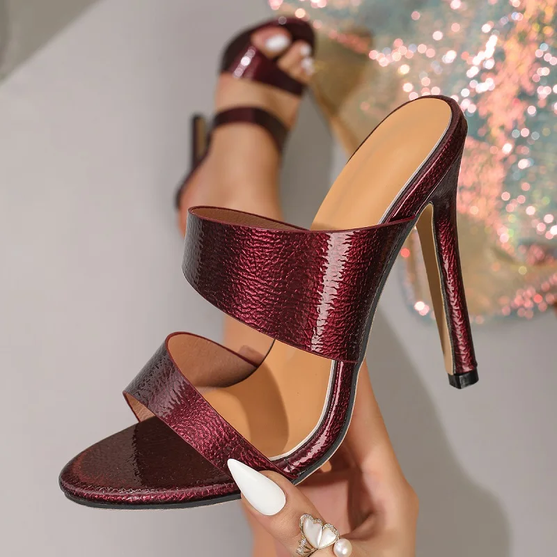 Aneikeh Wine Red Patent Leather Women's Mules Square Toe Thin High Heel Slippers Double Strap Open Toe Slip On Party Sandals
Aneikeh Wine Red Patent Leather Women's Mules Square Toe Thin High Heel Slippers Double Strap Open Toe Slip On Party Sandals