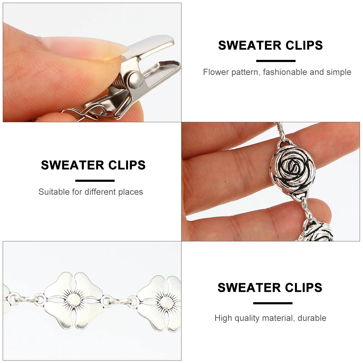 4pcs Shawl Pins Alloy Clothes Clips Women Vintage Fashion Design Sturdy Durable Sweater Cardigan Scarf Accessories
4pcs Shawl Pins Alloy Clothes Clips Women Vintage Fashion Design Sturdy Durable Sweater Cardigan Scarf Accessories