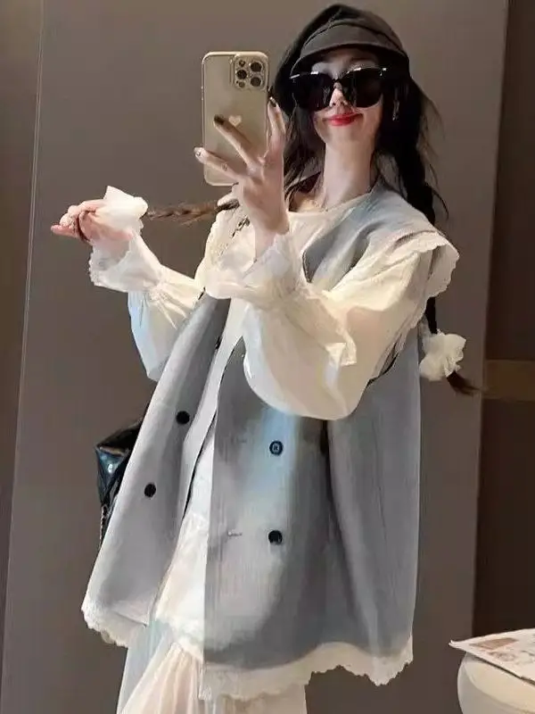 plus Size Casual Lace Patchwork Sleeveless Suit Vest Women's Spring Autumn High Fashion Layering Outerwear round Neck Button ...
plus Size Casual Lace Patchwork Sleeveless Suit Vest Women's Spring Autumn High Fashion Layering Outerwear round Neck Button ...