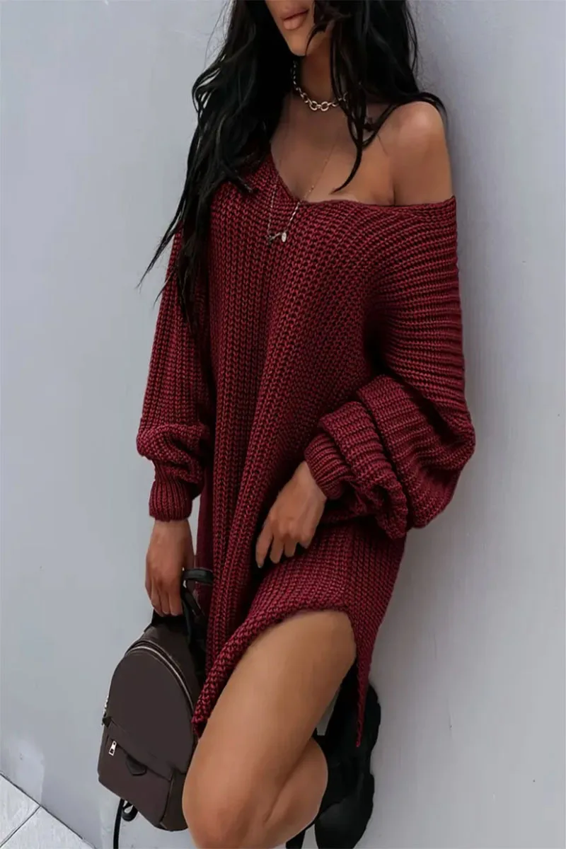 European and American autumn and winter popular lazy style V-neck knitted sweater
European and American autumn and winter popular lazy style V-neck knitted sweater