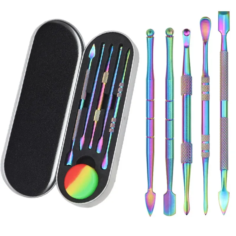 Wax Oil Spoon Set Carving Tool with Silicone Storage Container Concentrate Color Nail Picker Manicure Pusher Smoking Accessories
Wax Oil Spoon Set Carving Tool with Silicone Storage Container Concentrate Color Nail Picker Manicure Pusher Smoking Accessories