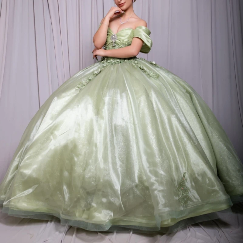 Green Shiny Quinceanera Dresses Off The Shoulder Applique Lace Beading Crystal Tull Corset Party Birthday Sweet 16 Dress Vestido
Green Shiny Quinceanera Dresses Off The Shoulder Applique Lace Beading Crystal Tull Corset Party Birthday Sweet 16 Dress Vestido