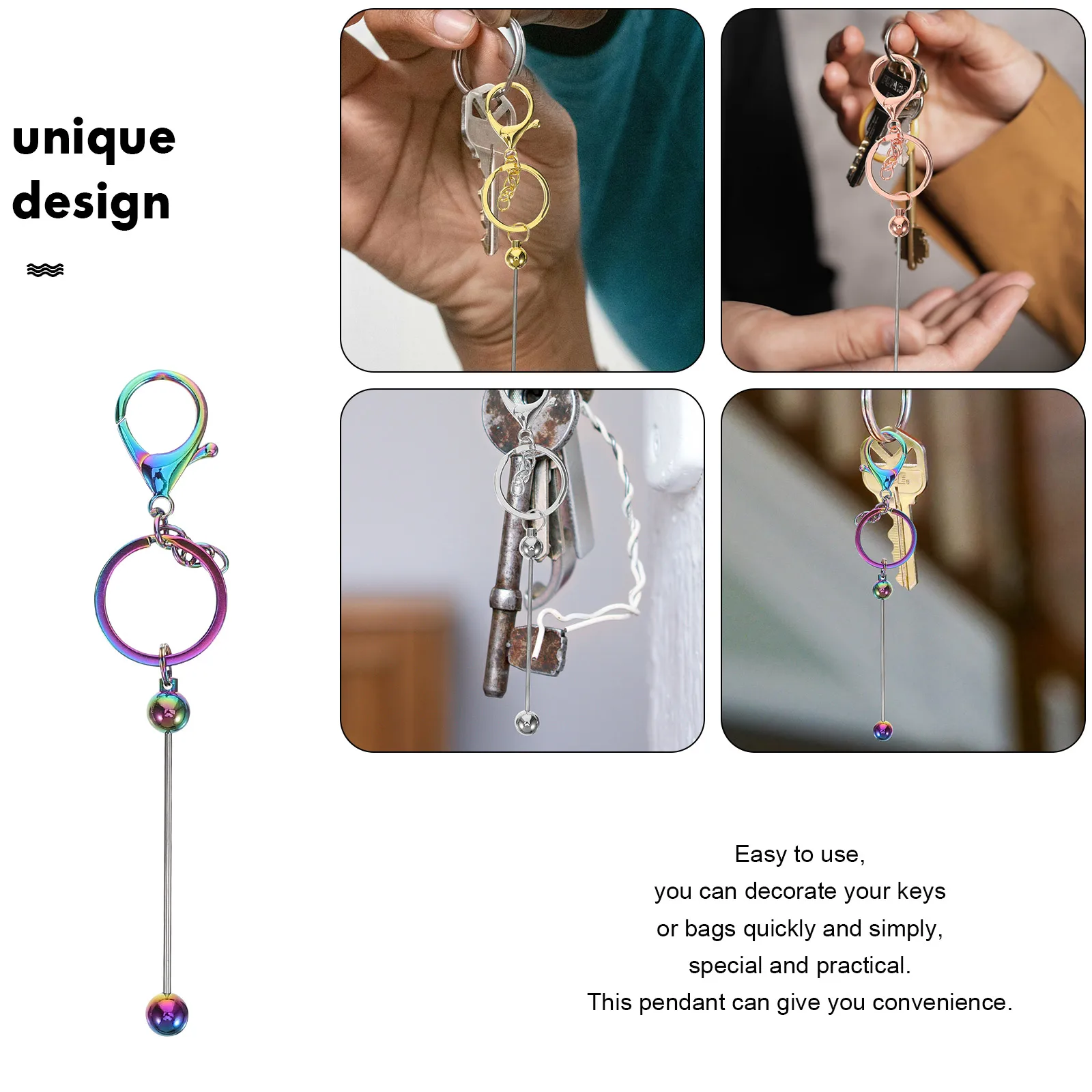 6pcs Beaded Colorful Zinc Alloy naments Reusable Beaded Bar Key Chain Beadable Bar Metal Crafting Keychain Accessories
6pcs Beaded Colorful Zinc Alloy naments Reusable Beaded Bar Key Chain Beadable Bar Metal Crafting Keychain Accessories