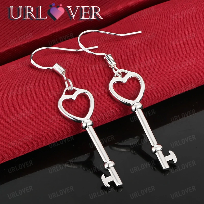 925 Sterling Silver Heart Shaped Key Drop Earring For Men Women Birthday Gift Accessories Fashion Charm Wedding Christmas Party
925 Sterling Silver Heart Shaped Key Drop Earring For Men Women Birthday Gift Accessories Fashion Charm Wedding Christmas Party