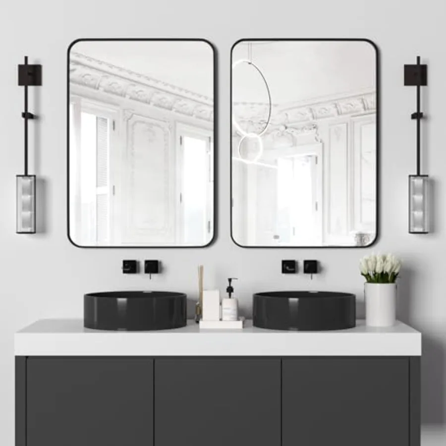 2-Pack Wall Mirror Bathroom Mirror 20 x 28 Inch Rectangular Mirror with Aluminum Alloy Frame Rounded Corner Hanging Mirror Deco
2-Pack Wall Mirror Bathroom Mirror 20 x 28 Inch Rectangular Mirror with Aluminum Alloy Frame Rounded Corner Hanging Mirror Deco