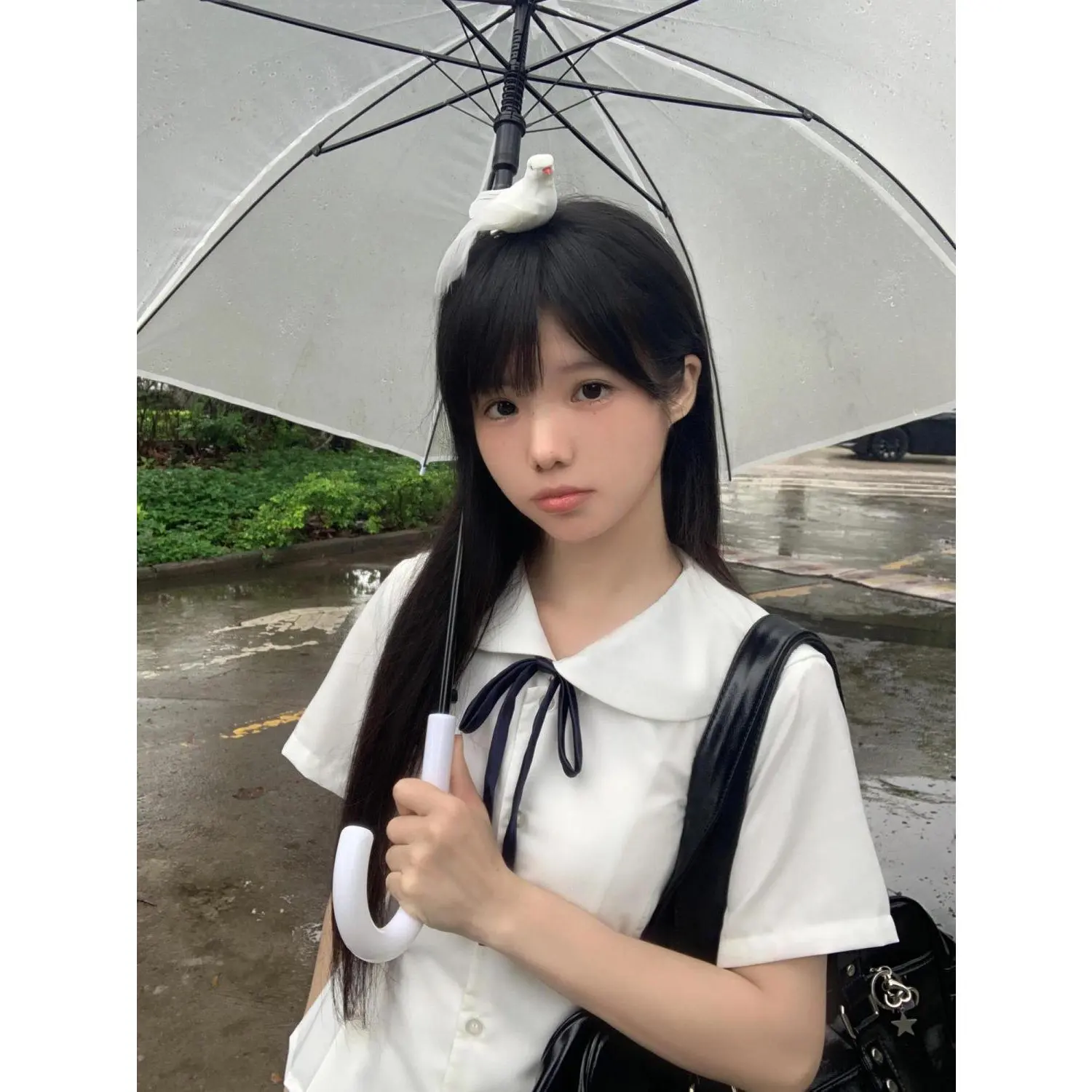 Cute School Uniform Style Short Sleeve Shirt Women's Fashion Casual Polyester Fabric V-Neck Button-Up Spring Summer New Arrival
Cute School Uniform Style Short Sleeve Shirt Women's Fashion Casual Polyester Fabric V-Neck Button-Up Spring Summer New Arrival