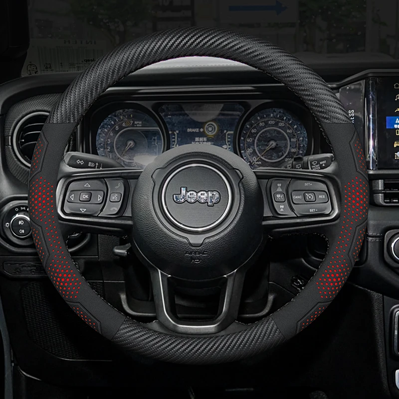 For JEEP SRT Renegade Compass Wrangler Patriot Grand Cherokee Trail Hawk Carbon fiber Suede Car Steering Wheel Cover Accessories
For JEEP SRT Renegade Compass Wrangler Patriot Grand Cherokee Trail Hawk Carbon fiber Suede Car Steering Wheel Cover Accessories