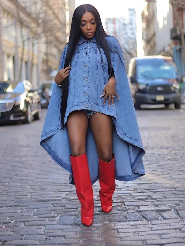 Loose Women's Denim Cardigan Spring 2026 Cross-Border Design Front Short Back Long Coat Punk Style Cotton Bats Wing Sleeve
Loose Women's Denim Cardigan Spring 2026 Cross-Border Design Front Short Back Long Coat Punk Style Cotton Bats Wing Sleeve