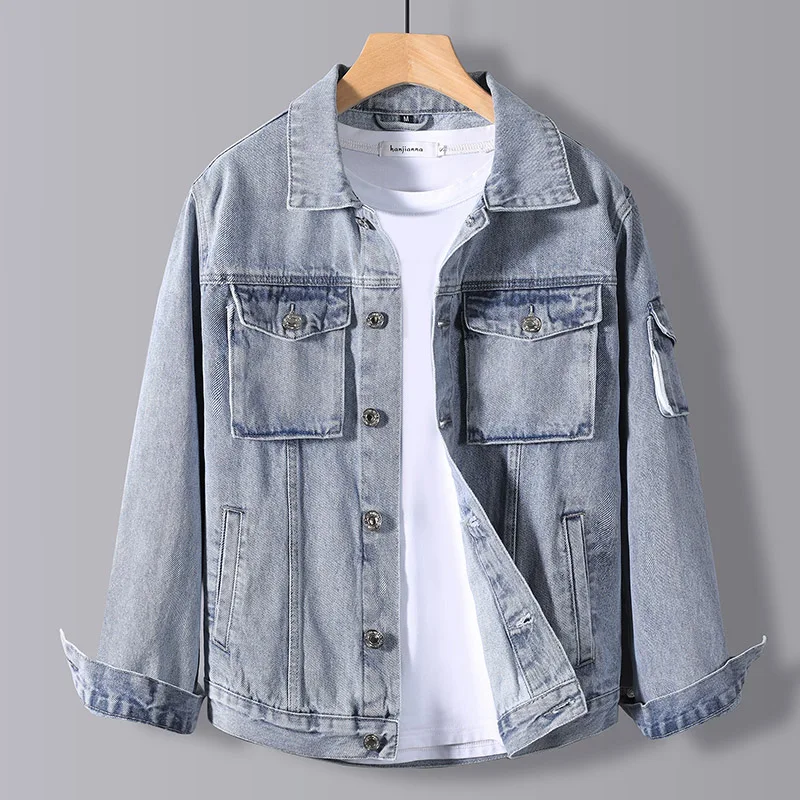 Pop Nice Cotton Denim Jacket Men Casual Solid Color Lapel Single Breasted Jeans Jacket Men Autumn Slim Fit Quality Mens Jackets
Pop Nice Cotton Denim Jacket Men Casual Solid Color Lapel Single Breasted Jeans Jacket Men Autumn Slim Fit Quality Mens Jackets