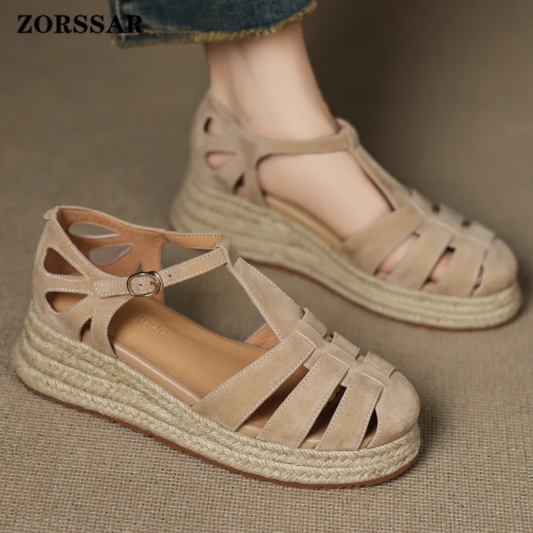 Women's Natural Suede Leather Narrow Band Braided T-strap Thick Sole Platform Flats Sandals Round Toe Hemp Casual Female Shoes
Women's Natural Suede Leather Narrow Band Braided T-strap Thick Sole Platform Flats Sandals Round Toe Hemp Casual Female Shoes