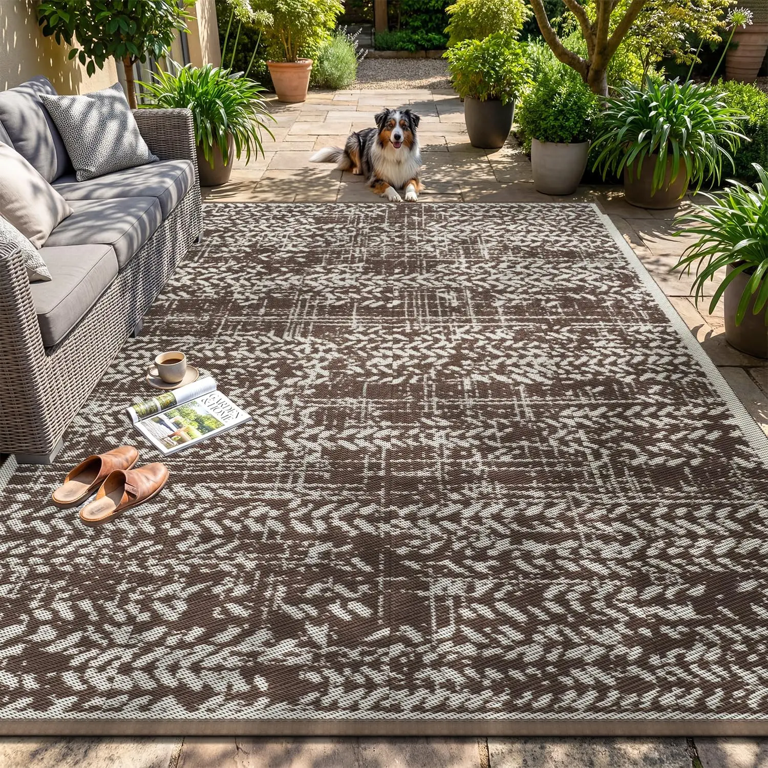 Outdoor Rug Waterproof-Patio Rug Mat 6x9 Outdoor RV Camping Picnic Beach Mat Plastic Straw Rugs Outside Outdoor Area Rugs for