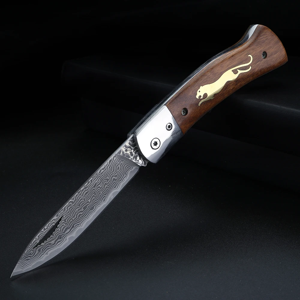 Brass Cheetah Damascus Steel Folding Knife Portable outdoor fruit knife camping multifunctional pocket knife
Brass Cheetah Damascus Steel Folding Knife Portable outdoor fruit knife camping multifunctional pocket knife