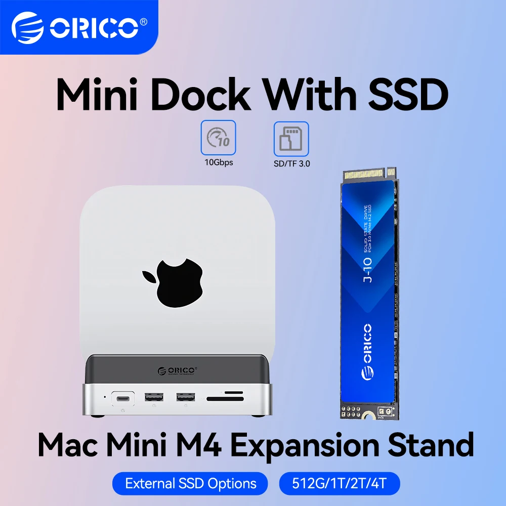 ORICO MiniDock Expansion USB C Hub with M.2 NVME SSD Enclosure for Mini M4/M4 Pro Stand USB3.2 Gen2 Docking Station with SD TF
ORICO MiniDock Expansion USB C Hub with M.2 NVME SSD Enclosure for Mini M4/M4 Pro Stand USB3.2 Gen2 Docking Station with SD TF