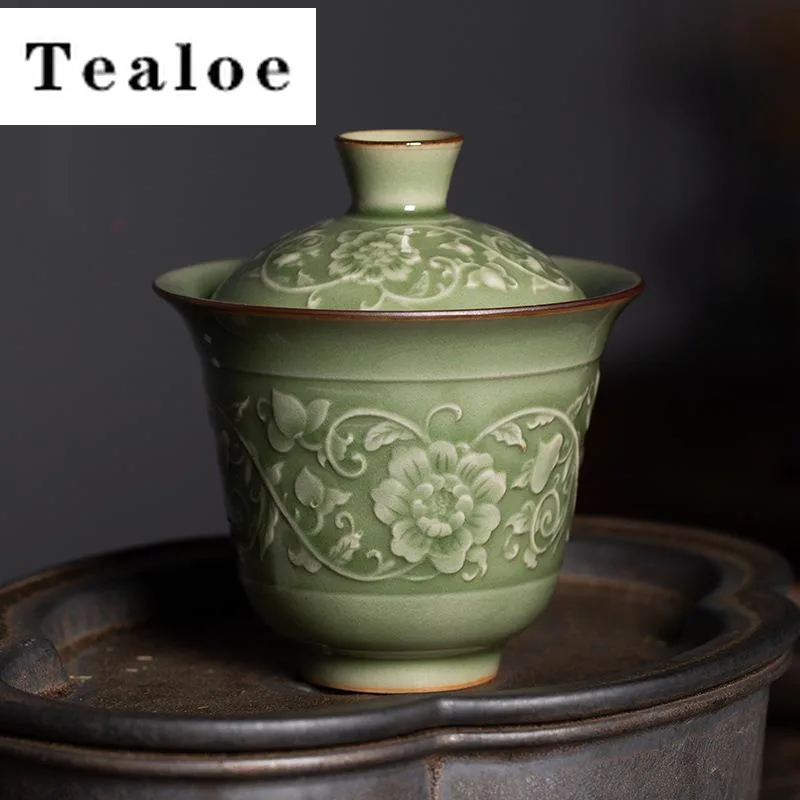 140 мл антикварный рельефный шпагат с узором Gaiwan, китайский чайный вкус Longquan Celadon, ретро чайная чаша для заваривания чая, миска для сбора чая
140 мл антикварный рельефный шпагат с узором Gaiwan, китайский чайный вкус Longquan Celadon, ретро чайная чаша для заваривания чая, миска для сбора чая