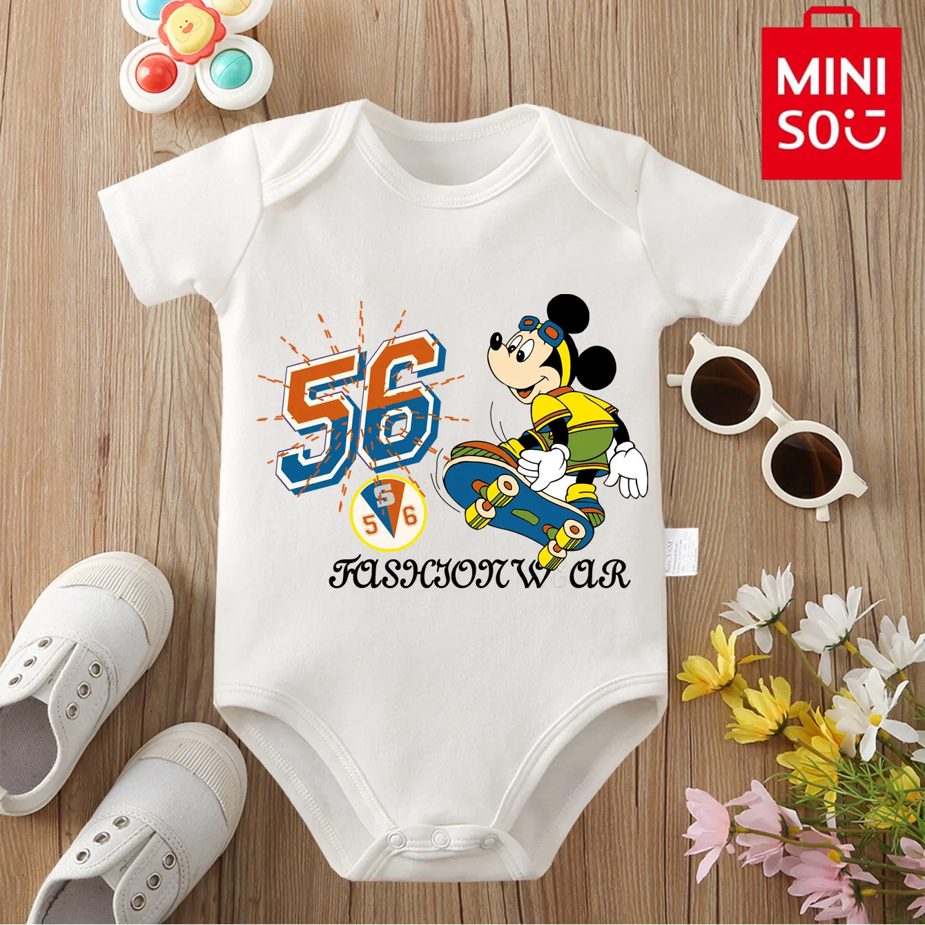 MINISO Mickey Mouse Skateboard Print Pure Cotton Bodysuit Baby Soft Cloths for Baby Onesie Jumpsuit for 0 To 12 Months Newborn
MINISO Mickey Mouse Skateboard Print Pure Cotton Bodysuit Baby Soft Cloths for Baby Onesie Jumpsuit for 0 To 12 Months Newborn