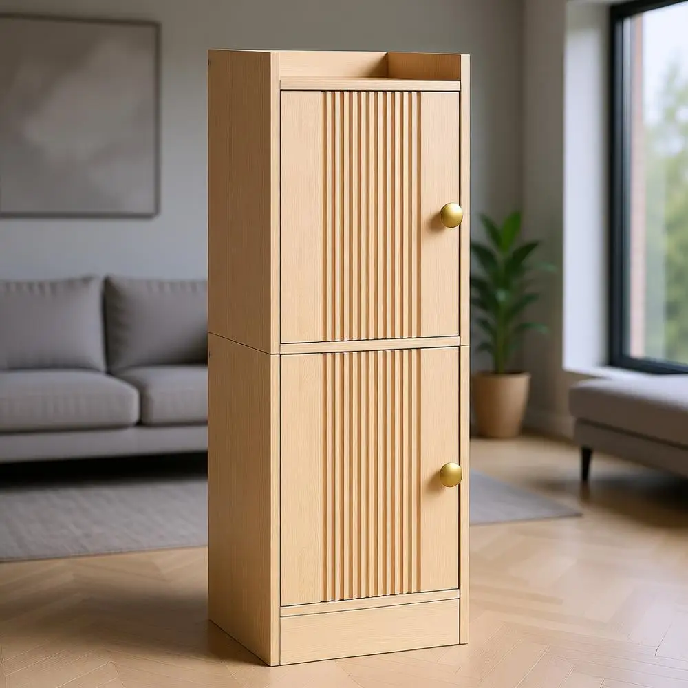 Компактный деревянный шкаф для ванной с 2 волнообразными дверцами и регулируемыми полками
Компактный деревянный шкаф для ванной с 2 волнообразными дверцами и регулируемыми полками