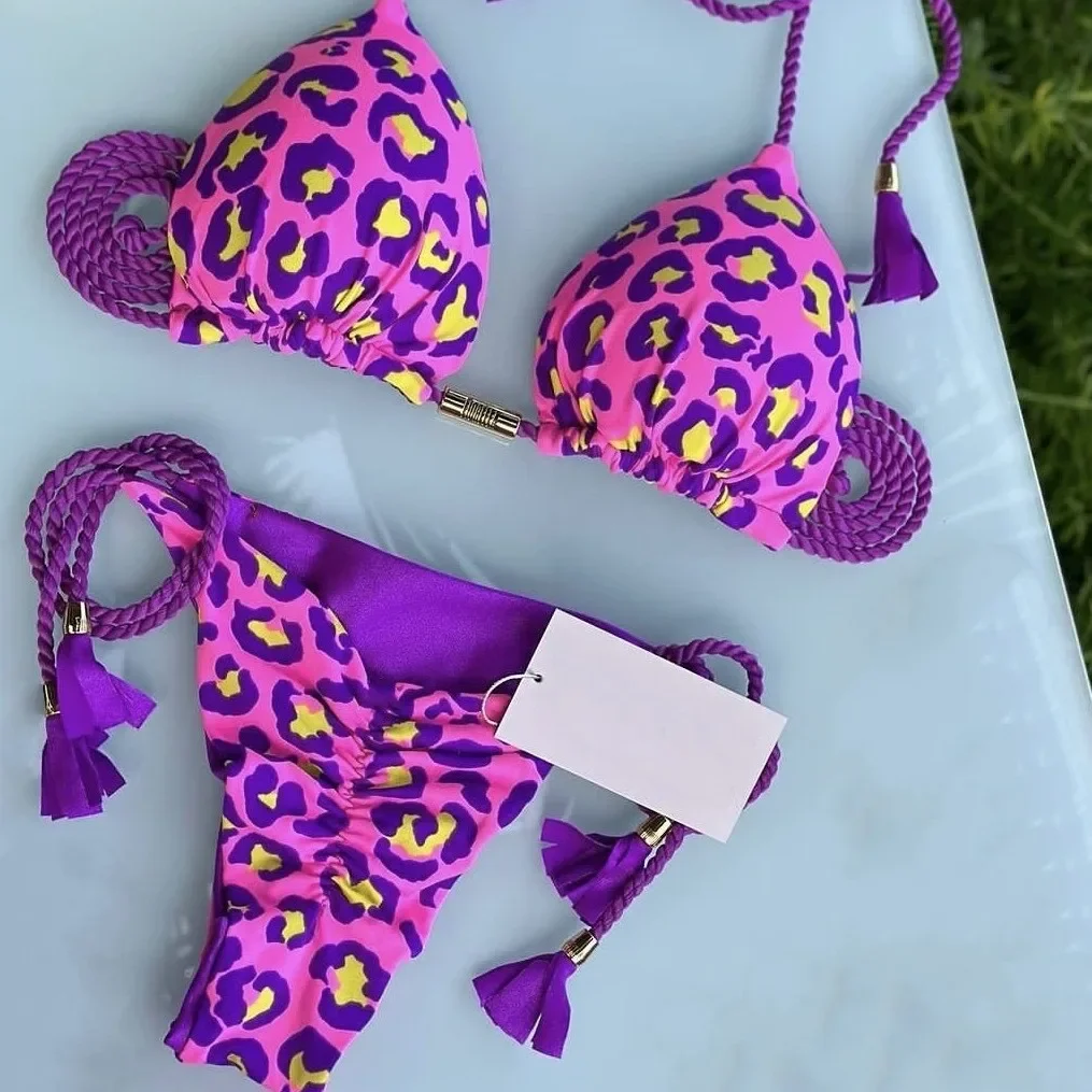 2025 new bikini braided rope printing sexy backless split swimsuit nylon splicing color bikini
2025 new bikini braided rope printing sexy backless split swimsuit nylon splicing color bikini