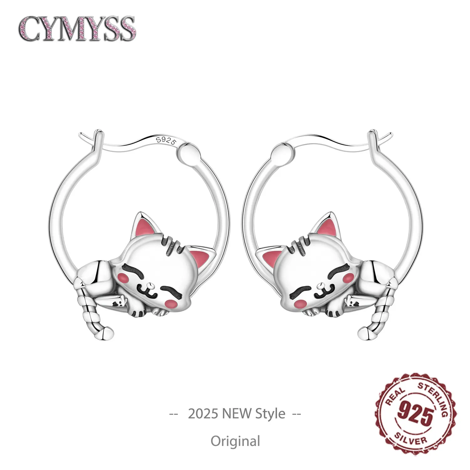 CYMYSS 2025, новинка, стерлинговое серебро 925 пробы, серьги-кольца с милым котом, бутик, подарки на свадьбу, день рождения, ювелирные изделия, женские серьги
CYMYSS 2025, новинка, стерлинговое серебро 925 пробы, серьги-кольца с милым котом, бутик, подарки на свадьбу, день рождения, ювелирные изделия, женские серьги