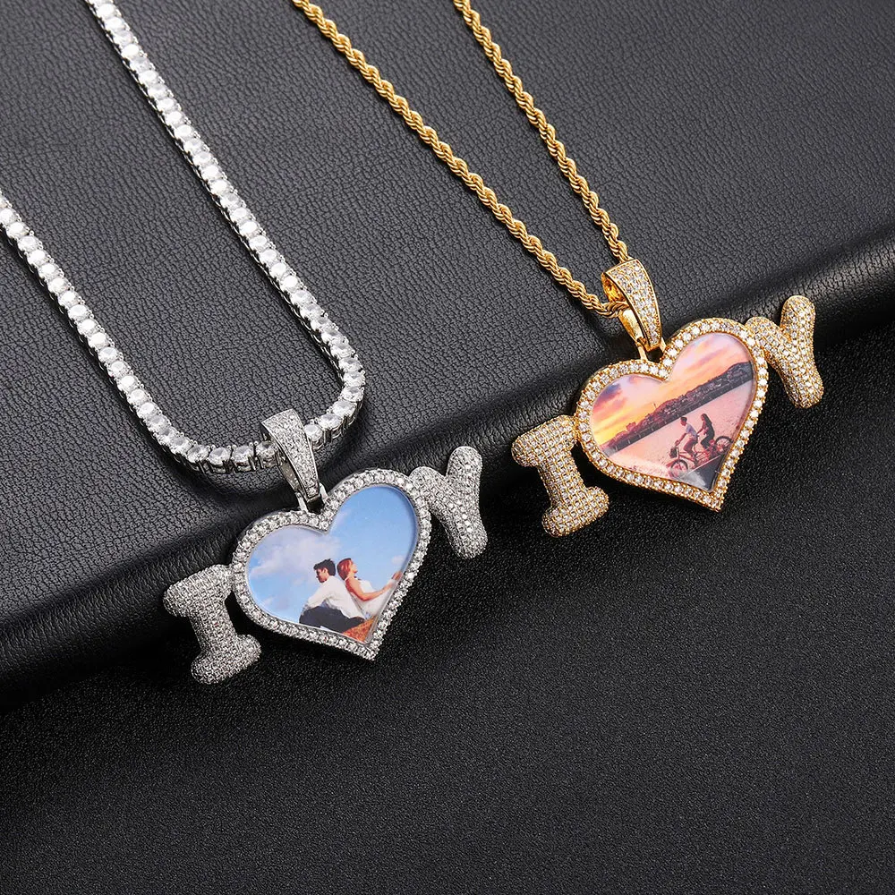 2pcs/ Bag I LOVE Y Custom Heart Photo Pendant Necklace Iced Out Letter Heart Memory Photo Pendant Blanks Sublimation Necklace
2pcs/ Bag I LOVE Y Custom Heart Photo Pendant Necklace Iced Out Letter Heart Memory Photo Pendant Blanks Sublimation Necklace