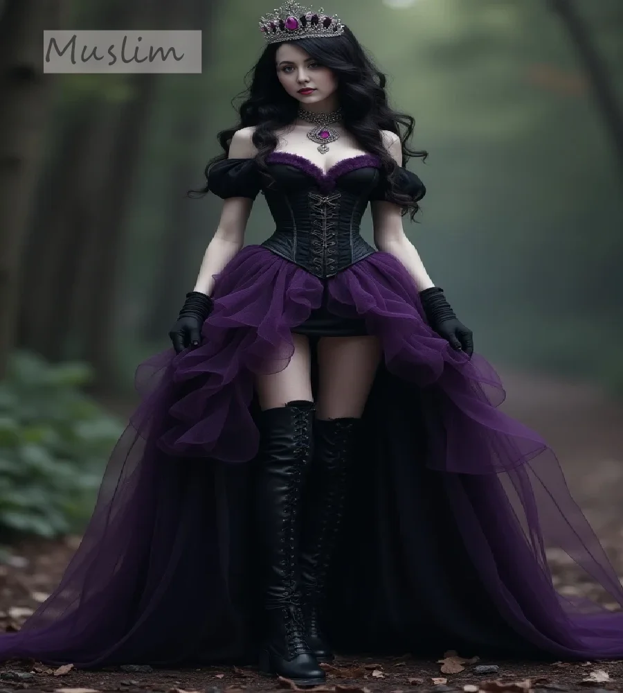 Vintage Black And Purple Gothic Prom Dress 2025 Hi Low Costume Evening Dress Tulle Halloween Birthday Formal Party Customized
Vintage Black And Purple Gothic Prom Dress 2025 Hi Low Costume Evening Dress Tulle Halloween Birthday Formal Party Customized