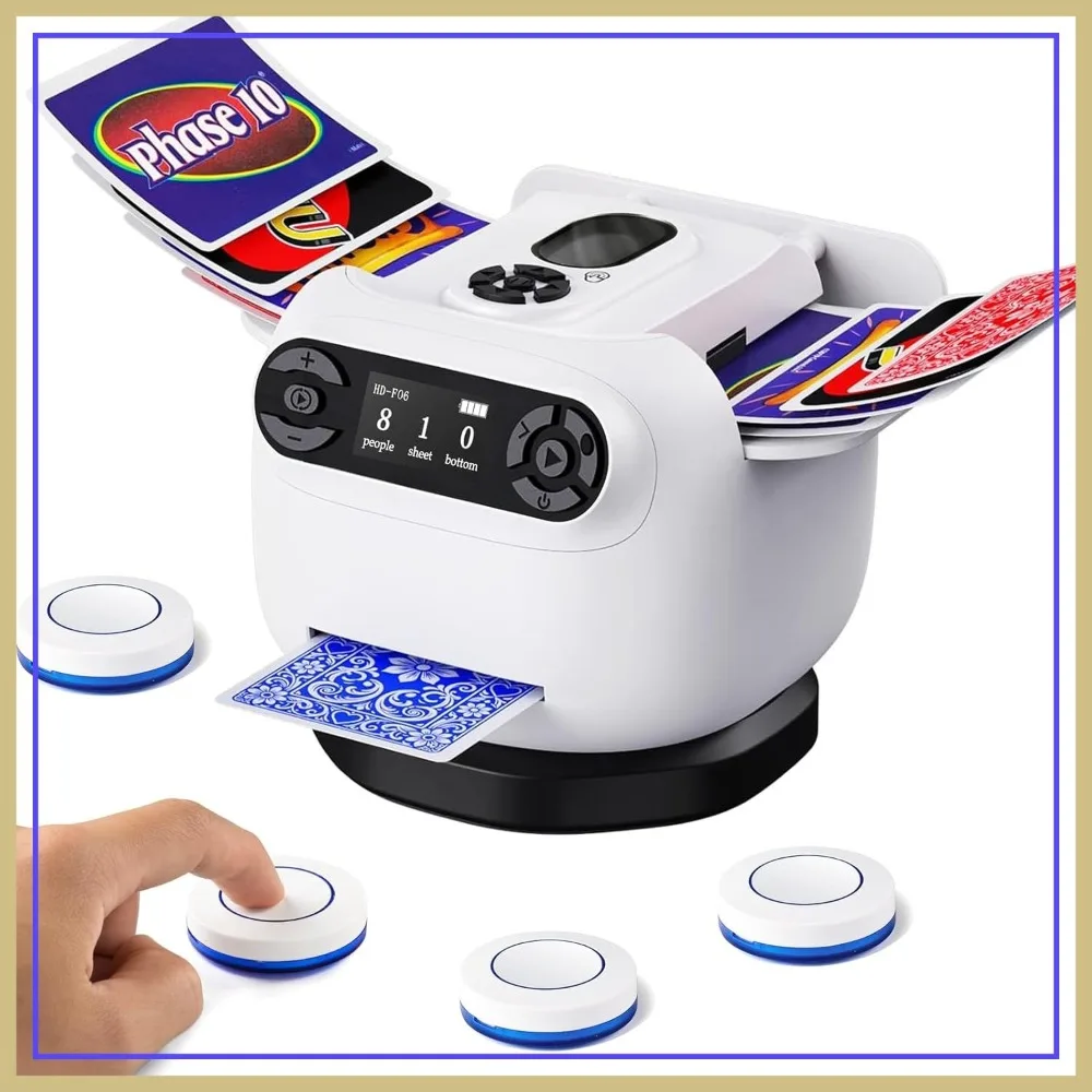 2-in-1 Automatic Card Shuffler & Dealer for 1-2 Decks, Rechargeable Casino Poker Shuffletron & Dispenser for Family Game Nights
2-in-1 Automatic Card Shuffler & Dealer for 1-2 Decks, Rechargeable Casino Poker Shuffletron & Dispenser for Family Game Nights