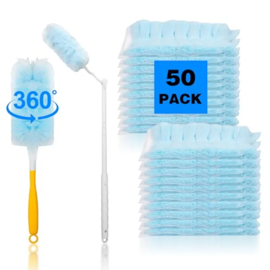 50Pcs 360° Duster Refill Heavy Duster Refills Disposable Microfiber Dusters Kit with1 Short Handle and 1 Extenda Handle for Dus
50Pcs 360° Duster Refill Heavy Duster Refills Disposable Microfiber Dusters Kit with1 Short Handle and 1 Extenda Handle for Dus