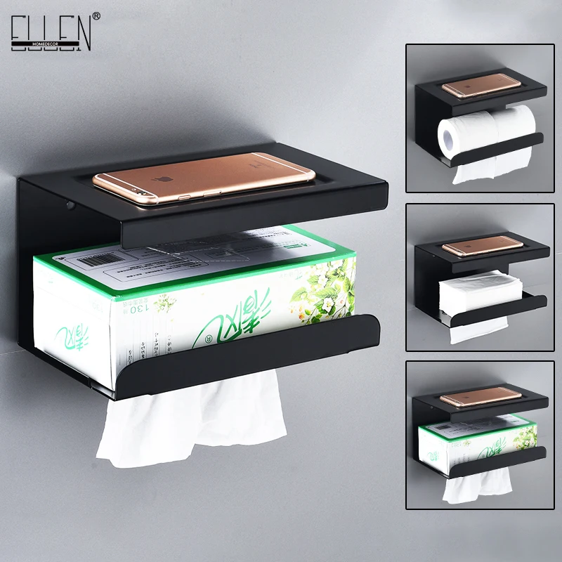 ELLEN Bathroom Tissue Holder Black Toilet Paper Rack with Phone Shelf Wall Mounted Bathroom Paper Holder E657
ELLEN Bathroom Tissue Holder Black Toilet Paper Rack with Phone Shelf Wall Mounted Bathroom Paper Holder E657