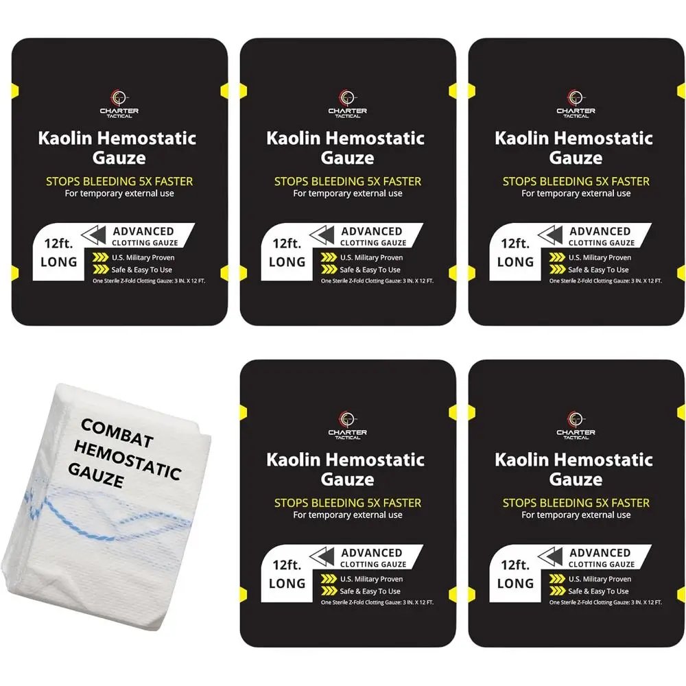 Emergency Stop Bleed Kit - 5 Pack Hemostatic Gauze for First Aid and Wound Care
Emergency Stop Bleed Kit - 5 Pack Hemostatic Gauze for First Aid and Wound Care