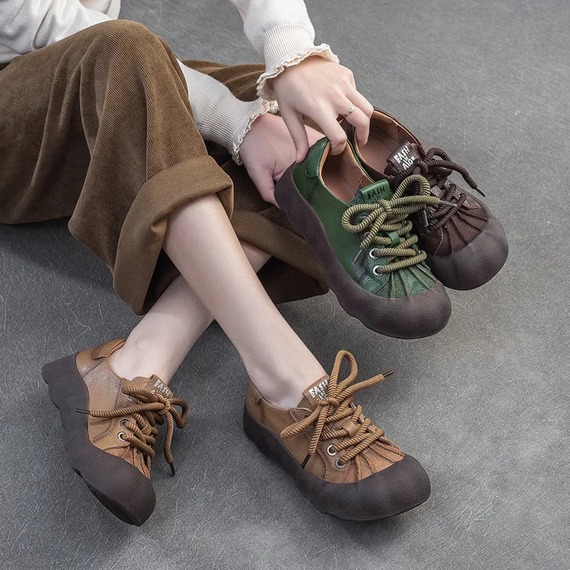 Women Leather Flats Lace Up Low Heels Soft Genuine Leather Casual Shoes For Women Handmade Spring 2025
Women Leather Flats Lace Up Low Heels Soft Genuine Leather Casual Shoes For Women Handmade Spring 2025