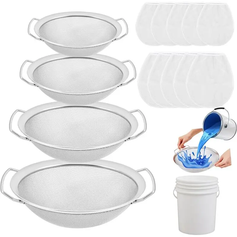 LICE-14 Pieces Mesh Paint Strainer Kit Includes 4 Sizes 60 Mesh Filters, 10 Pcs Nylon White Fine Paint Bags In 5 And 1 Gallon
LICE-14 Pieces Mesh Paint Strainer Kit Includes 4 Sizes 60 Mesh Filters, 10 Pcs Nylon White Fine Paint Bags In 5 And 1 Gallon