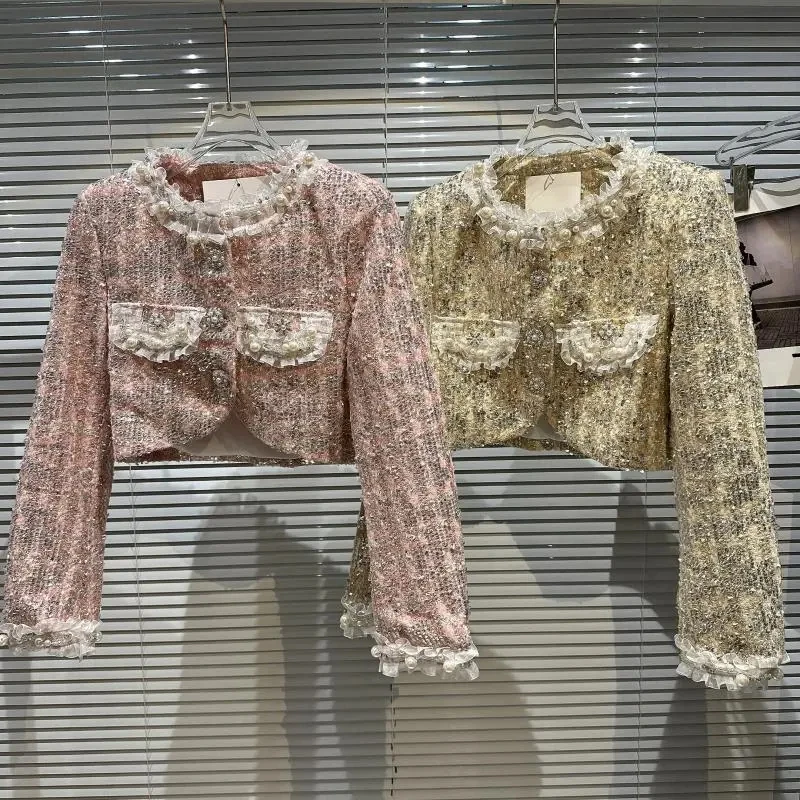Spring Autumn 2023 New High-Definition Sequin Tweed Gauze Lace Suit Short Coat Woman Blazers
Spring Autumn 2023 New High-Definition Sequin Tweed Gauze Lace Suit Short Coat Woman Blazers
