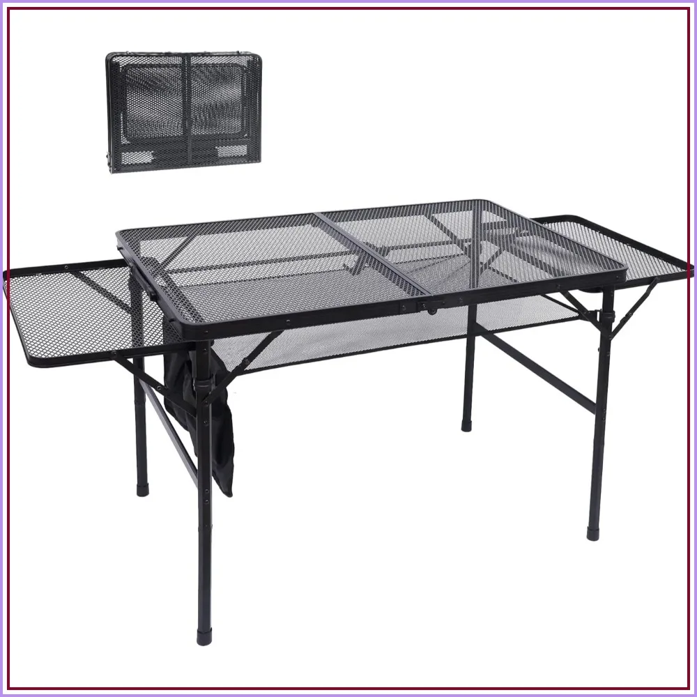 Folding Grill Table, 2 Tier Mesh Station, Adjustable Height & Width, Carry Handle, for Outdoor Camping Tailgate
Folding Grill Table, 2 Tier Mesh Station, Adjustable Height & Width, Carry Handle, for Outdoor Camping Tailgate