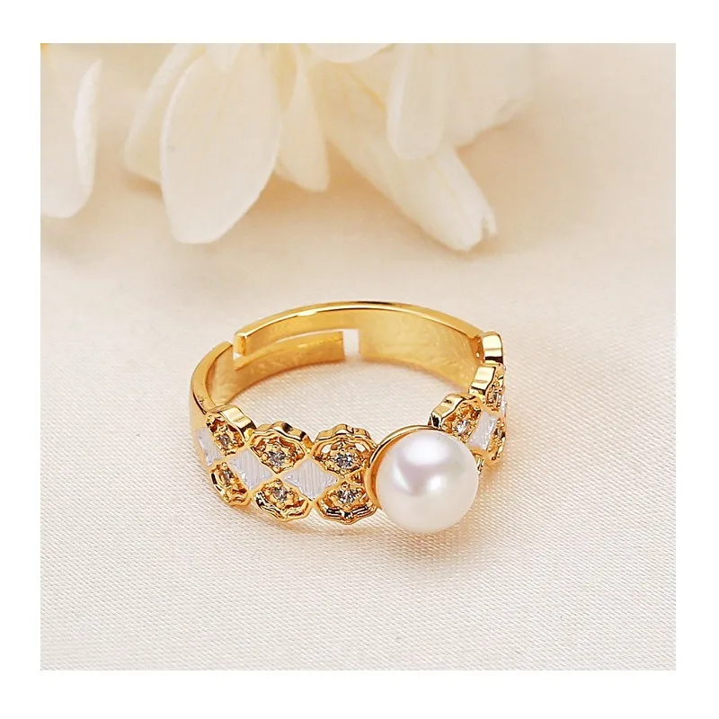 Jewelry Real Gold Electroplating Fashionable Simple Zircon Opening Single Bead Freshwater Real Pearl Ring Women
Jewelry Real Gold Electroplating Fashionable Simple Zircon Opening Single Bead Freshwater Real Pearl Ring Women