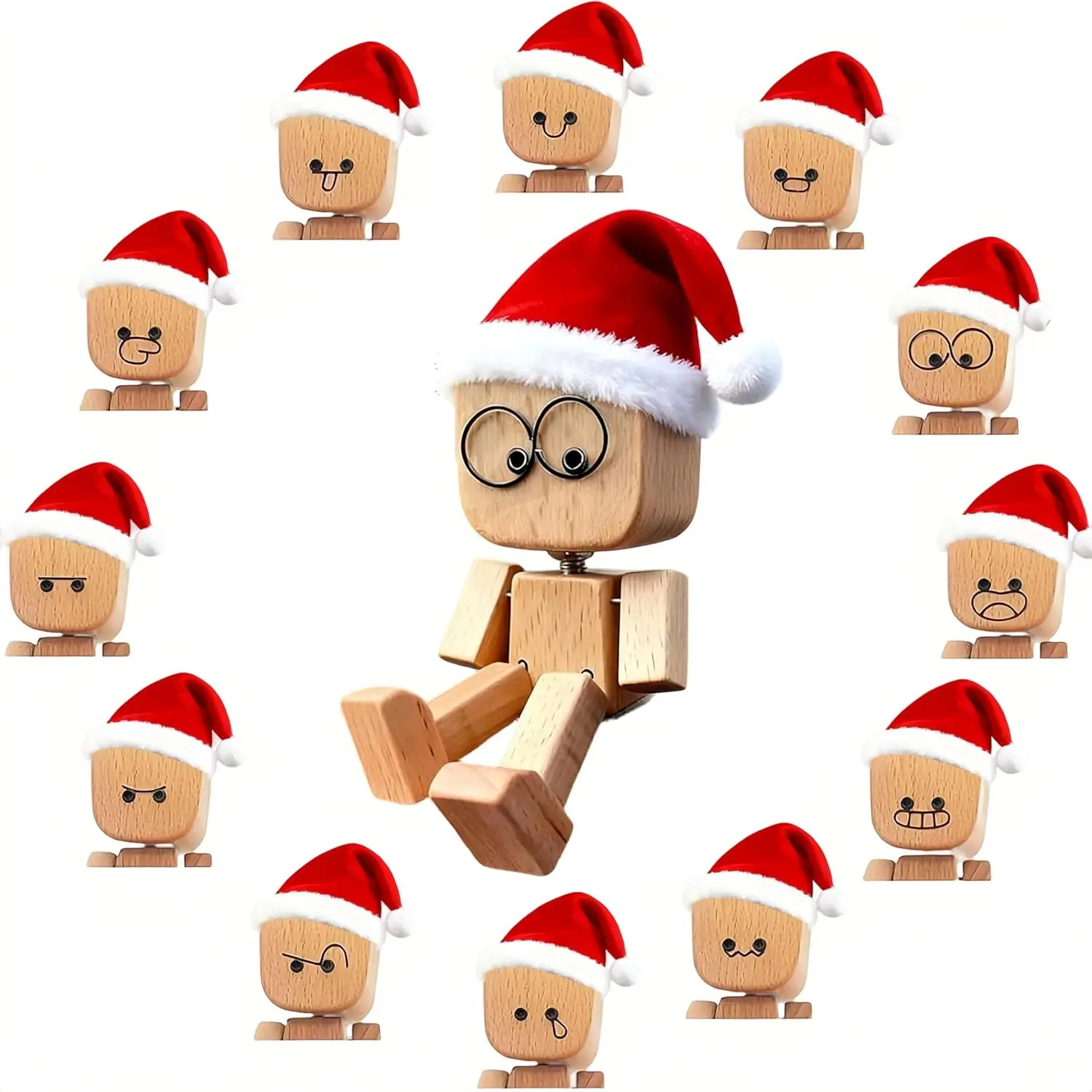 Christmas Shaking Wooden Man with Santa Hat, Shaking Doll with 12pcs Magnetic Expressions,Funny Car Dashboard Desktop Decor Gift
Christmas Shaking Wooden Man with Santa Hat, Shaking Doll with 12pcs Magnetic Expressions,Funny Car Dashboard Desktop Decor Gift