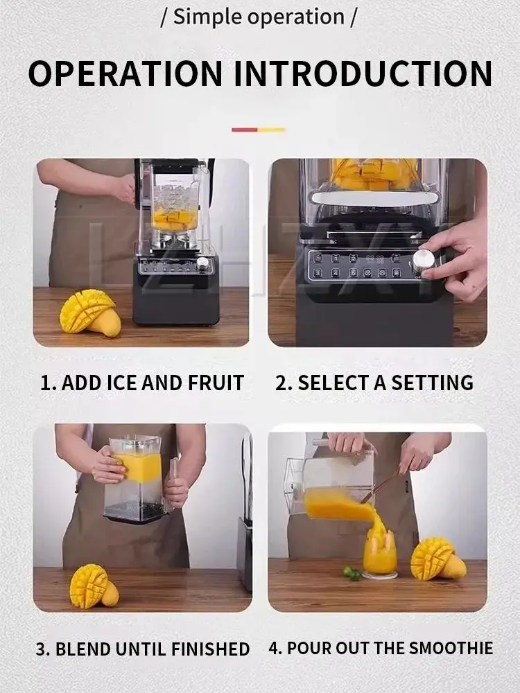 Fully automatic smoothie machine, silent with hood and soundproofing, ice crusher, blender, juicer, wall crusher, YT-9003
Fully automatic smoothie machine, silent with hood and soundproofing, ice crusher, blender, juicer, wall crusher, YT-9003