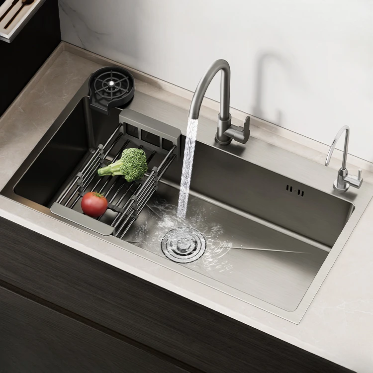Kitchen sink, vegetable sink, household thickened nano stainless steel vegetable sink
Kitchen sink, vegetable sink, household thickened nano stainless steel vegetable sink