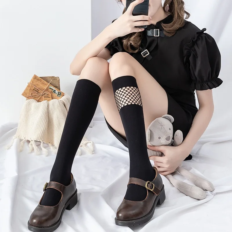 Women Stockings Hollow Mesh Velvet Calf Socks Hole Stitched Socks Cool JK Dark System Ins Black Personalized Mid-calf Socks
Women Stockings Hollow Mesh Velvet Calf Socks Hole Stitched Socks Cool JK Dark System Ins Black Personalized Mid-calf Socks