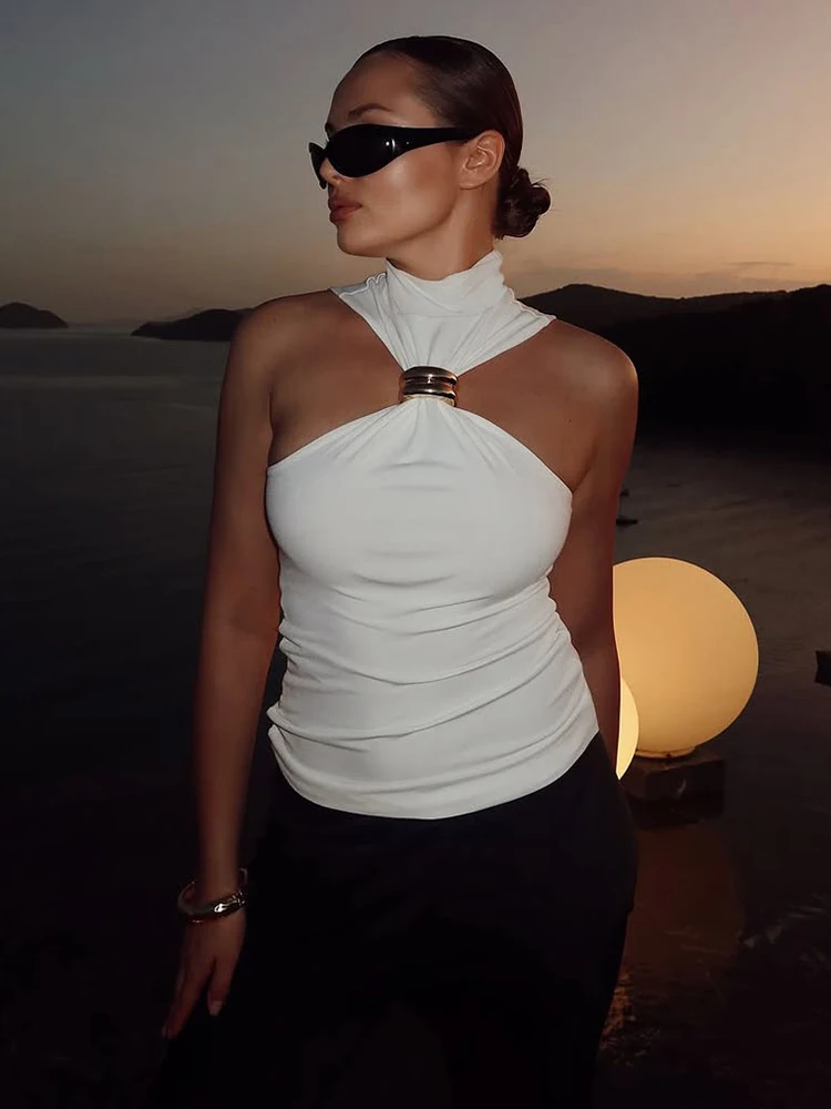 Weird Puss 2025 Summer Solid Pleated Sleeveless Stretch Metal Knot Tank Tops Women Simple Basic Streetwear Skinny Casual Vest
Weird Puss 2025 Summer Solid Pleated Sleeveless Stretch Metal Knot Tank Tops Women Simple Basic Streetwear Skinny Casual Vest