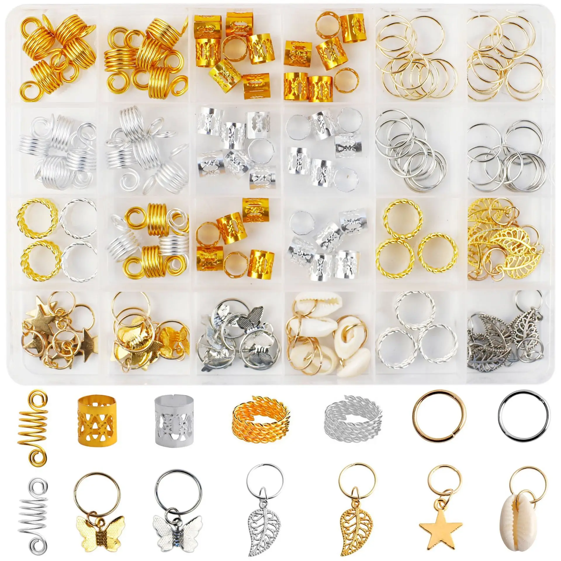 Fashion 140 Piece Dreadlock Accessory Set Spring Extension Loop Butterfly Shell Five Point Star Leaf Pendant
Fashion 140 Piece Dreadlock Accessory Set Spring Extension Loop Butterfly Shell Five Point Star Leaf Pendant