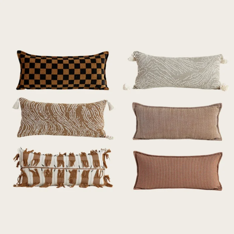 Mid-Century Modern Lumbar Pillow Cover 30x65cm Checkered & Fringe Brown Cushion Cover Retro Houndstooth Pillowcase
Mid-Century Modern Lumbar Pillow Cover 30x65cm Checkered & Fringe Brown Cushion Cover Retro Houndstooth Pillowcase