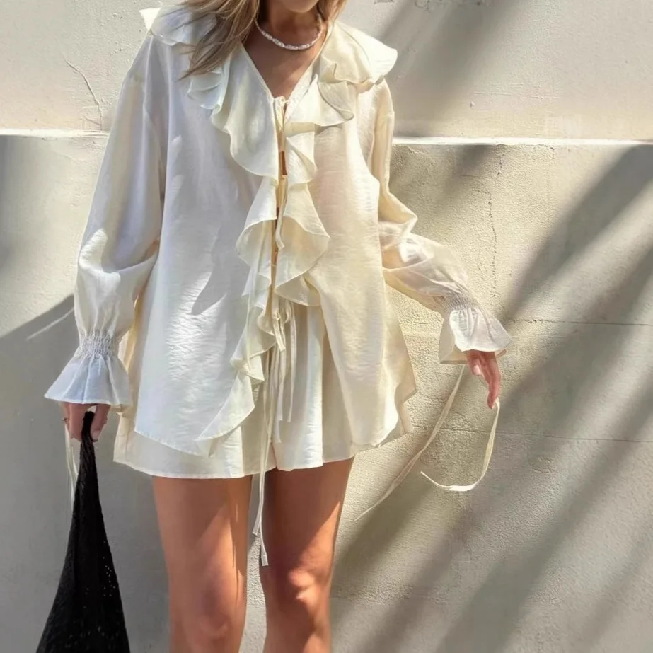 2025 Spring/Summer New Style Ruffle Lace Casual Pocket Shorts Ins Set For Women 34320
2025 Spring/Summer New Style Ruffle Lace Casual Pocket Shorts Ins Set For Women 34320