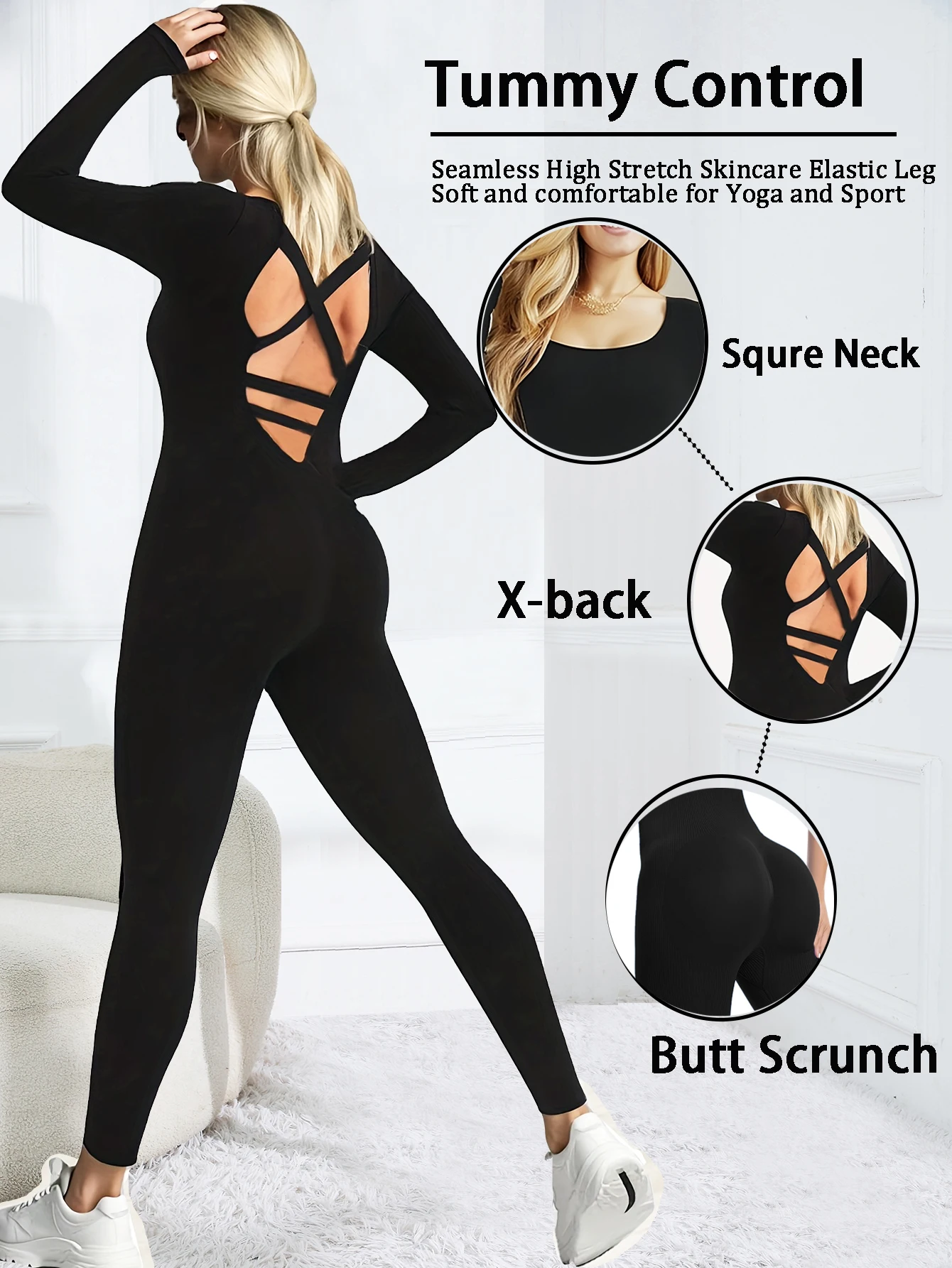 Women Long Sleeve Yoga Jumpsuit Cross Hollow Back Cut Out One Piece Bodysuit Seamless Tight Fitness Gym Workout Sport Overalls P
Women Long Sleeve Yoga Jumpsuit Cross Hollow Back Cut Out One Piece Bodysuit Seamless Tight Fitness Gym Workout Sport Overalls P