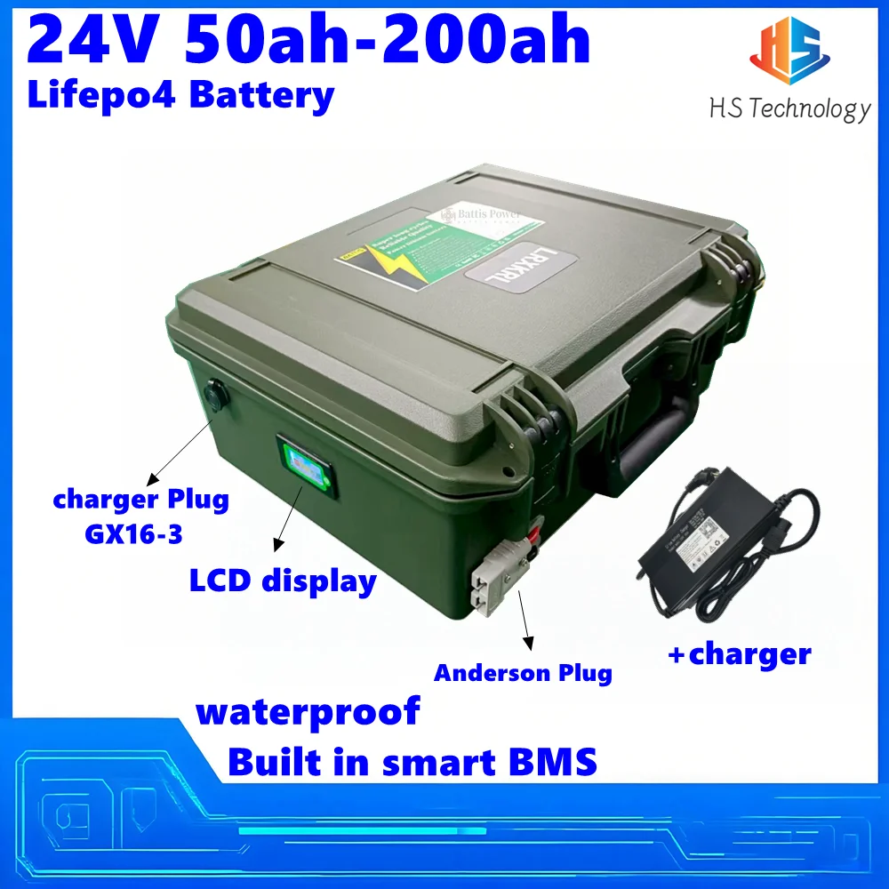 24V lifepo4 battery waterproof carrying case: IP67 waterproof and drop resistant for outdoor portable for carrying, camping/RV
24V lifepo4 battery waterproof carrying case: IP67 waterproof and drop resistant for outdoor portable for carrying, camping/RV